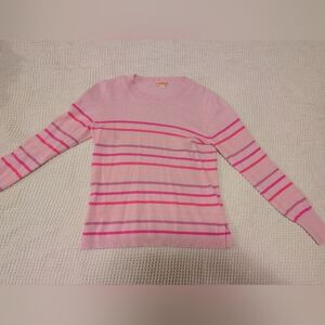J. Crew 100% Cashmere Pink Striped Sweater, Women's Medium